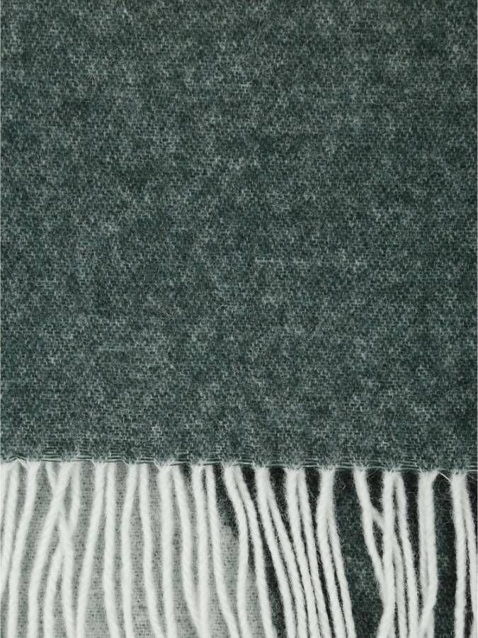 A.p.c. Wollen sjaal met franjes en logo print Groen Heren