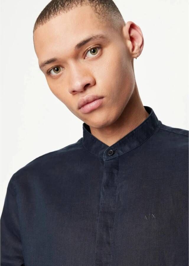 Armani Casual Shirts Blauw Heren
