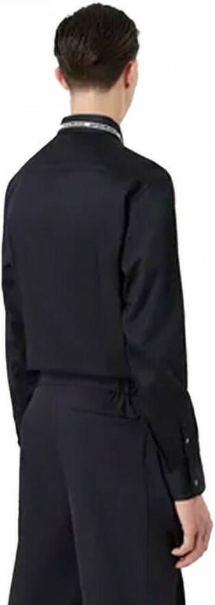 Armani Elastisch katoenen shirt Blauw Heren