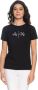 Armani Exchange Zwart Logo Versierd Katoenen T-Shirt Black Dames - Thumbnail 3