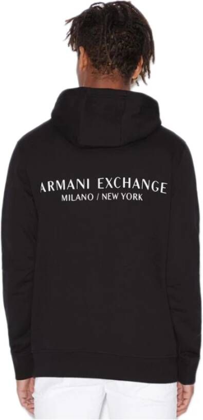 Armani Exchange Heren Zwarte Print Hoodie Zwart Heren