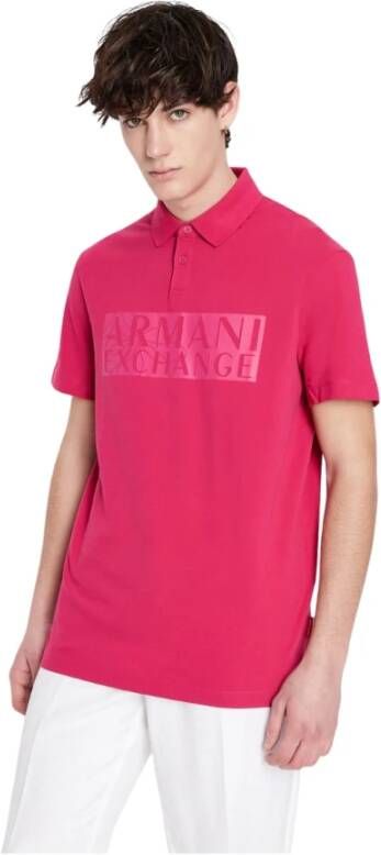 Armani Exchange Klassieke Kraag Polo Shirt Roze Heren