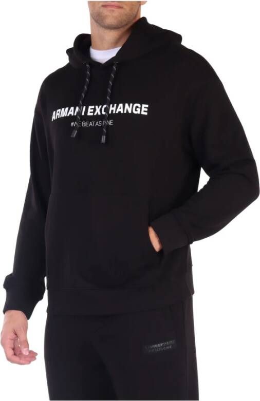 Armani Exchange Logo Hoodie van Katoenmix Black Heren