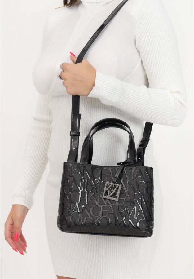 Armani Exchange Logo-Mania Kleine Shopper Tas Zwart Dames