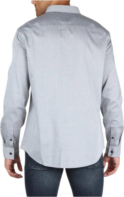 Armani Exchange Regular Fit Katoenen Overhemd met Logo Borduursel Gray Heren
