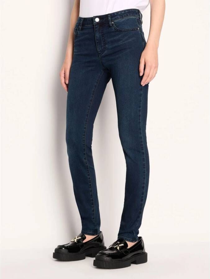 Armani Exchange Skinny Fit Blauwe Jeans met Delavè Effect Blauw Dames