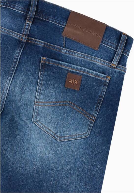 Armani Exchange Slim Fit Hoge Taille Blauwe Denim Jeans Blauw Heren