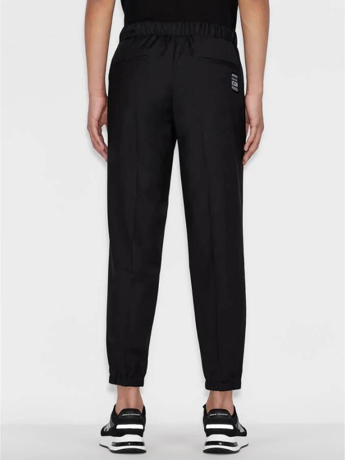 Armani Exchange Slim Fit Twill Broek met Trekkoordzoom Zwart Heren