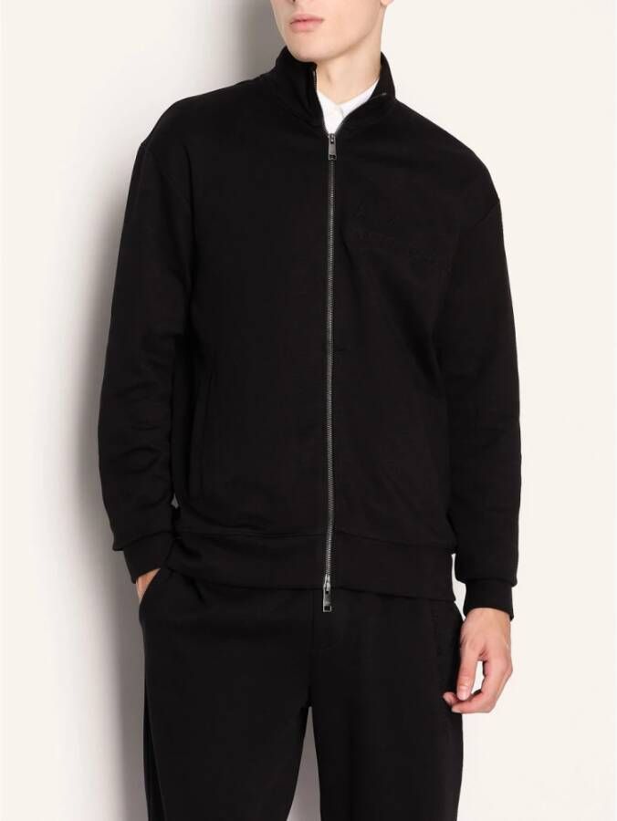 Armani Exchange Zwarte biologisch katoenen rits sweatshirt Zwart Heren
