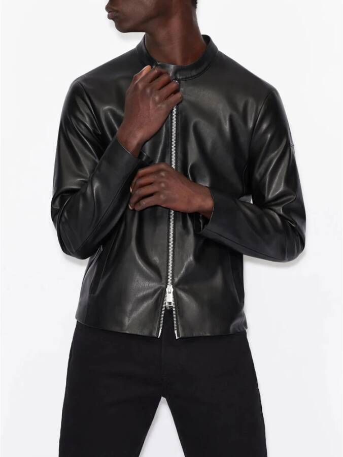 Armani Leather Jackets Zwart Heren
