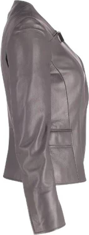 Armani Pre-owned Leather outerwear Grijs Dames
