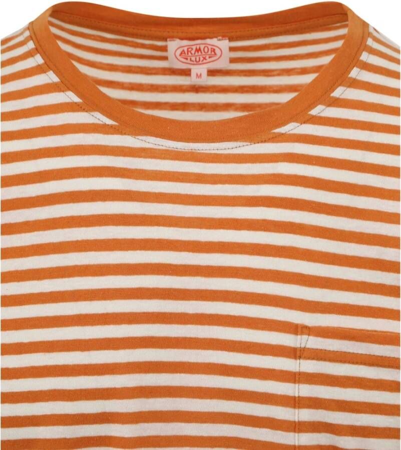 Armor-Lux T-Shirt Linnen Strepen Oranje Heren