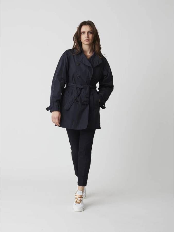 Aspesi Belted Coat Blue Dames