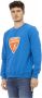 Automobili Lamborghini Blauwe Katoenen Crewneck Sweatshirt met Maxi Logo Print Blue Heren - Thumbnail 2