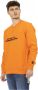 Automobili Lamborghini Orange Cotton Sweater with Crewneck Front Print and Logo Insert on Sleeve Oranje Heren - Thumbnail 2
