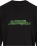 Automobili Lamborghini Black Cotton Sweater with Crewneck Front Print and Logo Insert on Sleeve Zwart Heren - Thumbnail 4