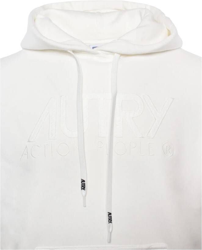 Autry Logo-geborduurde katoenen hoodie Wit Dames