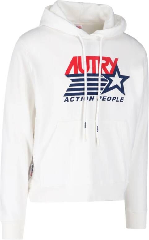 Autry Witte Katoenen Logo Trui Wit Heren
