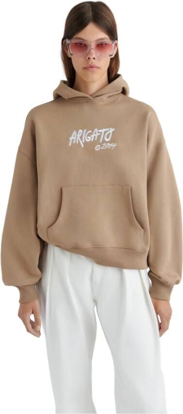 Axel Arigato "Organisch katoenen hoodie met graffiti-geïnspireerde borduursels" Bruin Dames