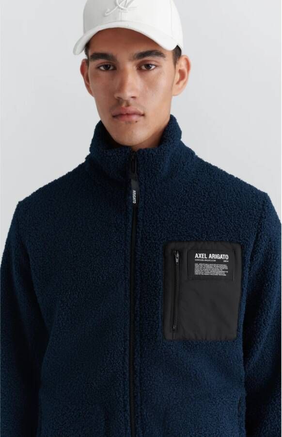 Axel Arigato "Geribbelde Fleece Jas" Blauw Heren