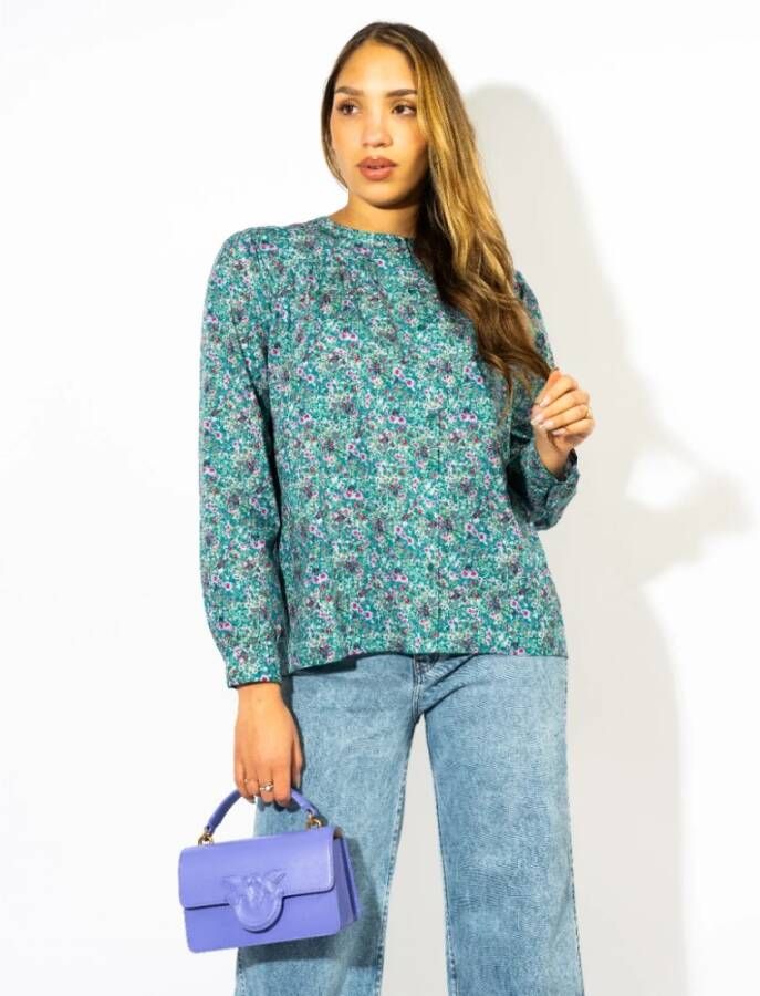 BA&SH Groen en Blauw Bloemenprint Blouse Meerkleurig Dames