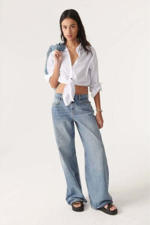 BA&SH Lichtblauwe Wide Jeans Elgo Model Blauw Dames