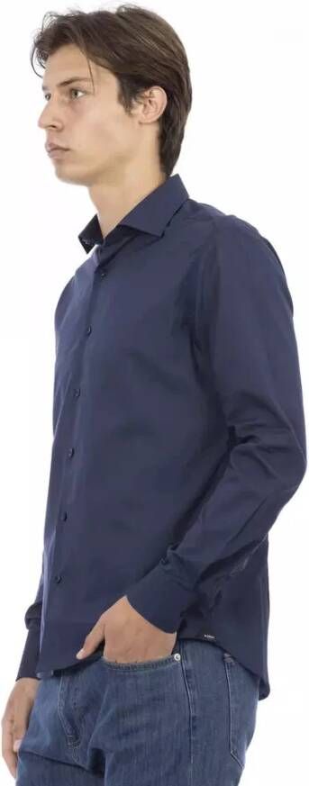 Baldinini Blauw Katoenen Slim Fit Overhemd Blauw Heren
