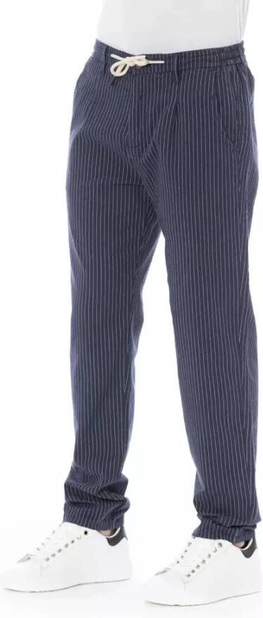 Baldinini Blauwe Katoenen Chino Broek met Trekkoordsluiting Blauw Heren