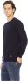 Baldinini Blauwe Wol Crewneck Sweater met Metalen Monogram Blue Heren - Thumbnail 2