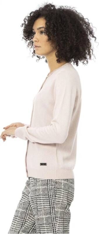 Baldinini Roze Wollen Trui Signature Monogram Vest Roze Dames