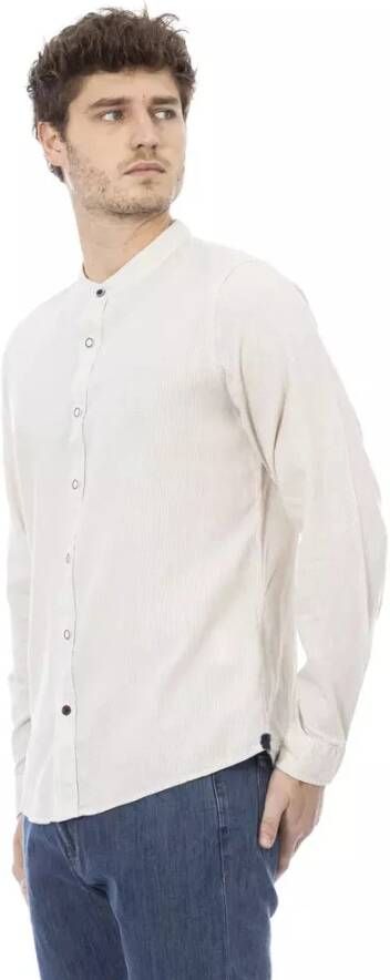 Baldinini Regular Fit Mandarin Kraag Shirt Wit Heren