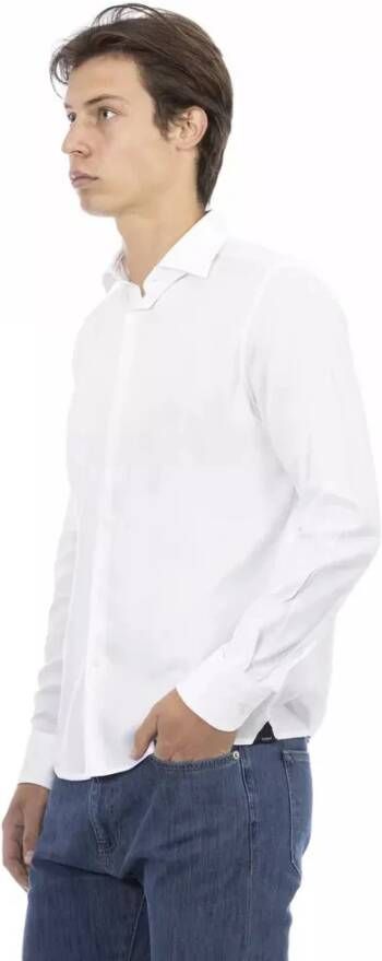 Baldinini Slim Fit Wit Katoenen Overhemd Wit Heren