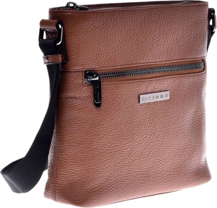 Baldinini Tan calfskin crossbody bag Bruin Heren