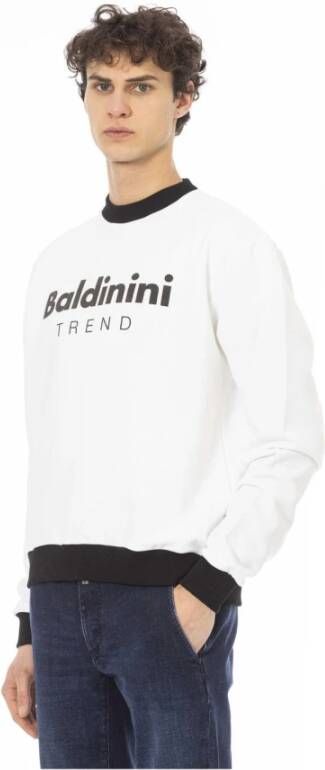 Baldinini Logo Langemouw Katoenen Trui Wit Heren