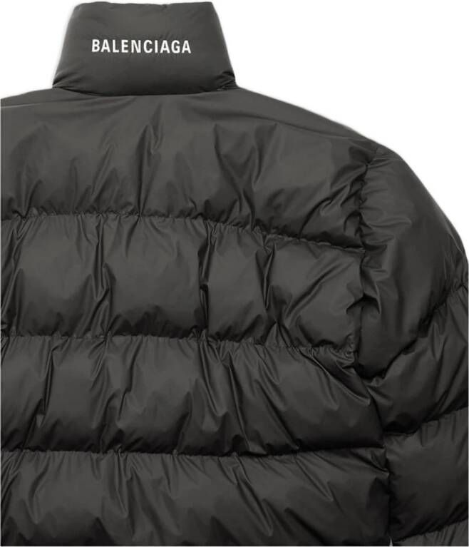 Balenciaga Logo-Print Puffer Jas voor Vrouwen Zwart Dames
