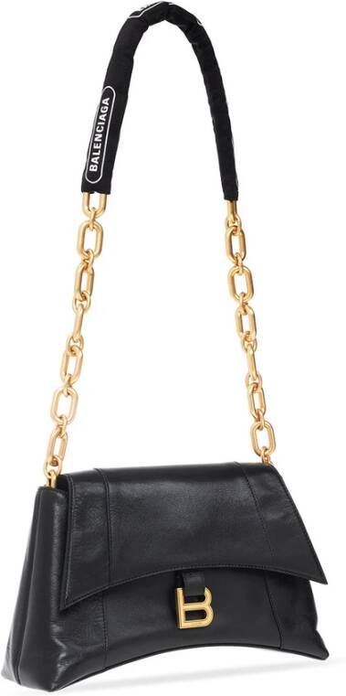 Balenciaga Downtown Small Shoulder Tas With Chain Zwart Dames