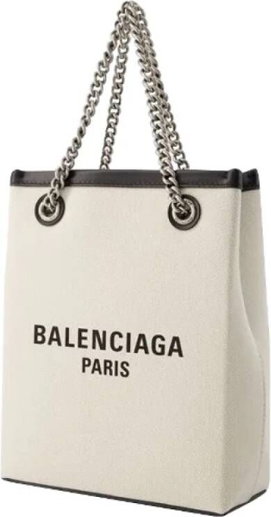 Balenciaga Katoenen Handtas met Afneembare Zak Beige Dames