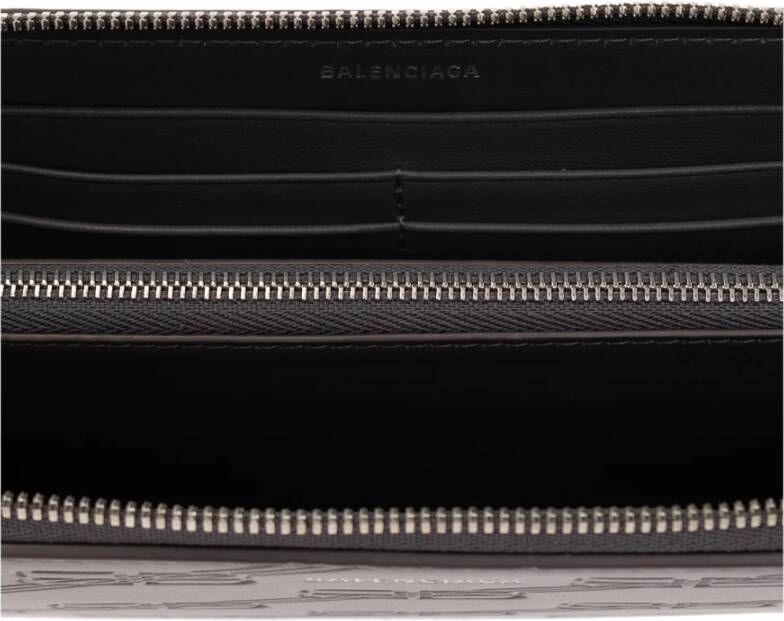 Balenciaga Leren portemonnee met logo Grijs Heren