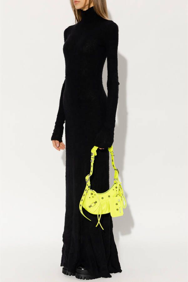 Balenciaga Zwarte Maxi Jurk van Katoen met Versleten Effect Zwart Dames