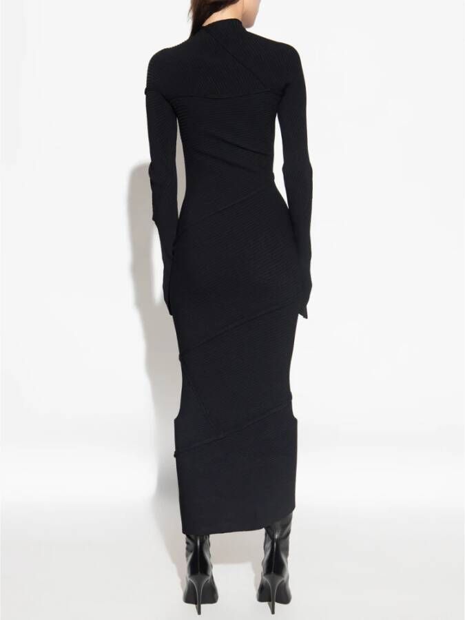 Balenciaga Geribbelde Viscose Maxi Jurk Zwart Dames
