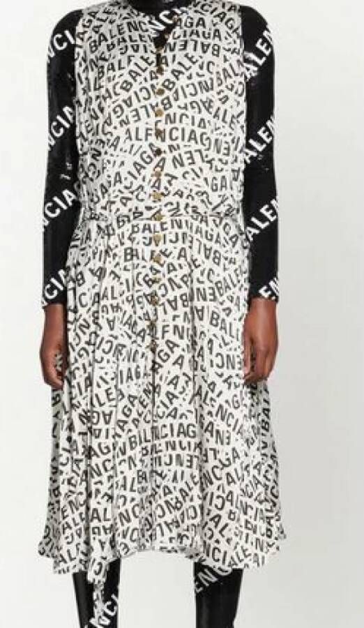 Balenciaga Logo-Print Midi Jurk Meerkleurig Dames