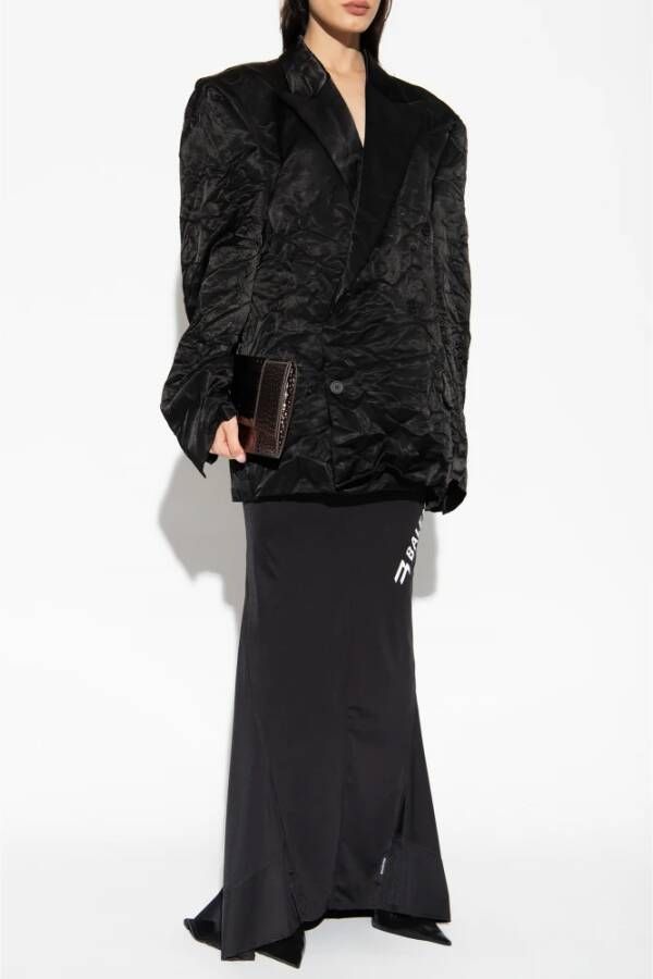 Balenciaga Satijnen blazer met kreukel effect Zwart Dames