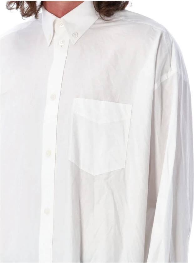 Balenciaga Shirt met Logo op de Rug White Heren
