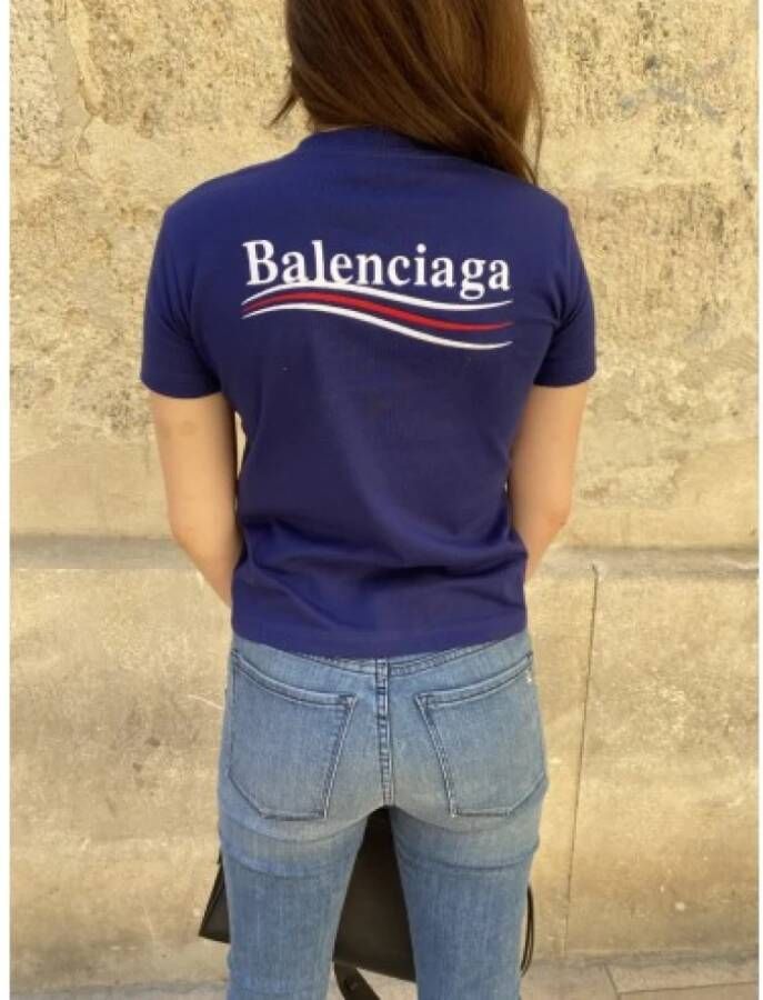 Balenciaga Luxe Paars T-shirt met Ronde Kraag Blue Dames