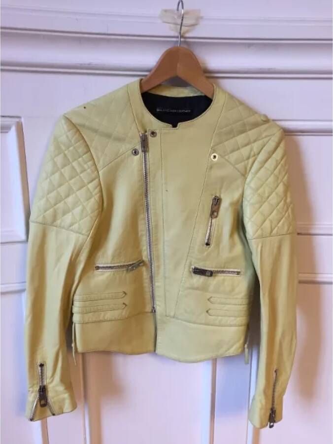 Balenciaga Vintage Pre-owned Leather outerwear Geel Dames