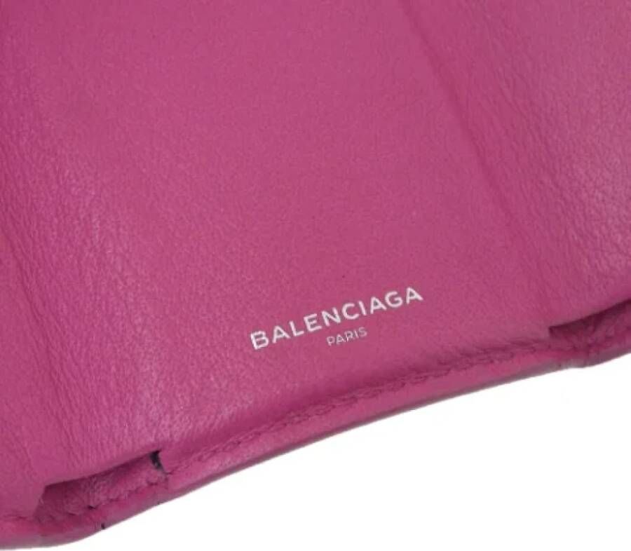 Balenciaga Vintage Tweedehands Roze Leren Portemonnee Pink Dames