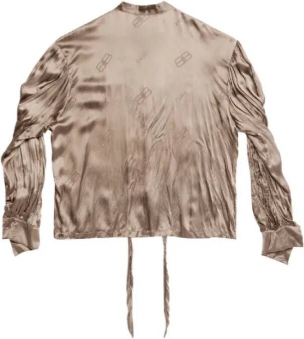 Balenciaga Zijden shirt met logo-print Beige Dames