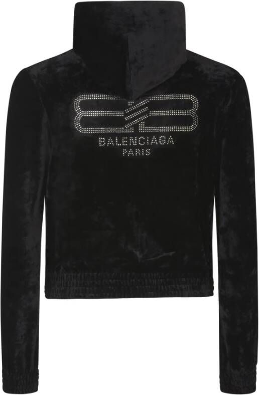 Balenciaga Zwarte Fitted Zip Up Hoodie Sweaters Black Dames