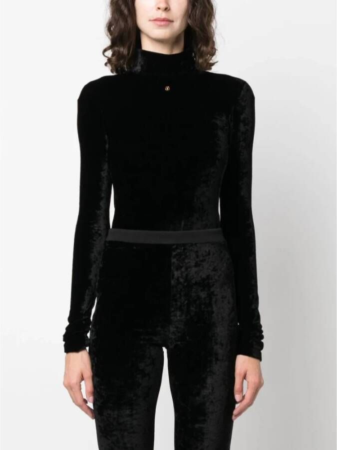 Bally Velvet Bodysuit met Logo Plaque Zwart Dames