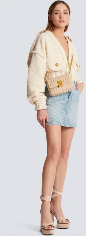 Balmain 1945 Soft schoudertas Beige - Foto 7